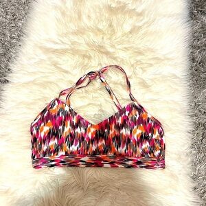 Women's Pink and Orange Patterned Bikini Top